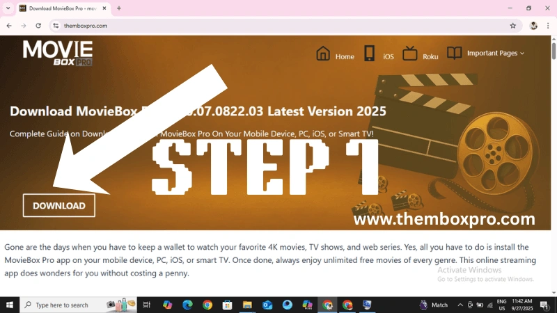 It is 1st step on downloading movie box pro.