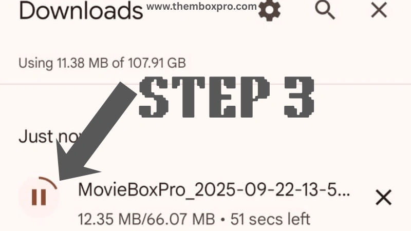 It is 3rd step on downloading movie box pro.
